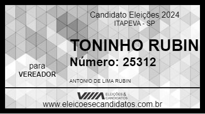 Candidato TONINHO RUBIN 2024 - ITAPEVA - Eleições