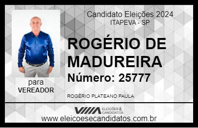 Candidato ROGÉRIO DE MADUREIRA 2024 - ITAPEVA - Eleições