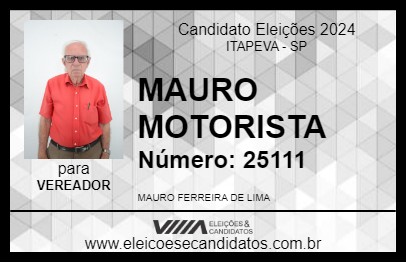 Candidato MAURO MOTORISTA 2024 - ITAPEVA - Eleições