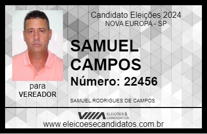 Candidato SAMUEL CAMPOS 2024 - NOVA EUROPA - Eleições