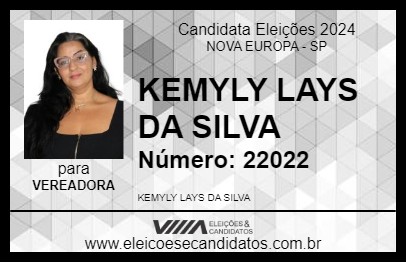 Candidato KEMYLY LAYS DA SILVA 2024 - NOVA EUROPA - Eleições