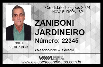 Candidato ZANIBONI JARDINEIRO 2024 - NOVA EUROPA - Eleições