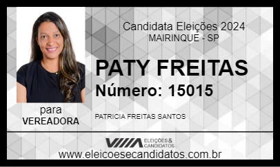 Candidato PATY FREITAS 2024 - MAIRINQUE - Eleições