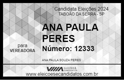 Candidato ANA PAULA PERES 2024 - TABOÃO DA SERRA - Eleições