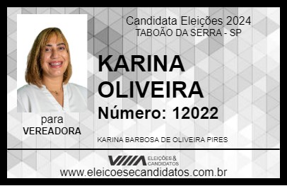 Candidato KARINA OLIVEIRA 2024 - TABOÃO DA SERRA - Eleições