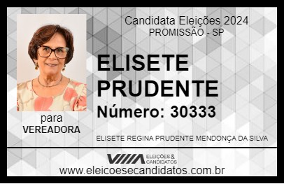 Candidato ELISETE PRUDENTE 2024 - PROMISSÃO - Eleições