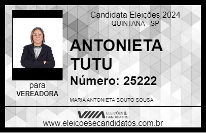 Candidato ANTONIETA      TUTU 2024 - QUINTANA - Eleições