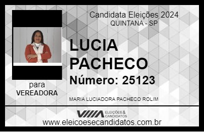 Candidato LUCIA PACHECO 2024 - QUINTANA - Eleições