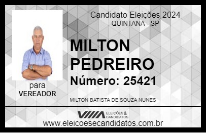 Candidato MILTON PEDREIRO 2024 - QUINTANA - Eleições