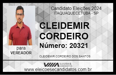 Candidato CLEIDEMIR CORDEIRO 2024 - ITAQUAQUECETUBA - Eleições