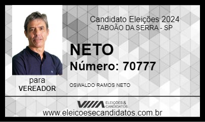 Candidato NETO 2024 - TABOÃO DA SERRA - Eleições