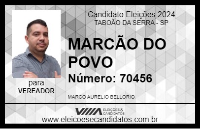 Candidato MARCÃO DO POVO 2024 - TABOÃO DA SERRA - Eleições