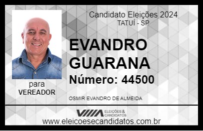 Candidato EVANDRO GUARANA 2024 - TATUÍ - Eleições