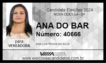 Candidato ANA DO BAR 2024 - NOVA ODESSA - Eleições