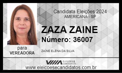 Candidato ZAZA ZAINE 2024 - AMERICANA - Eleições