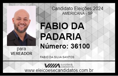 Candidato FABIO DA PADARIA 2024 - AMERICANA - Eleições