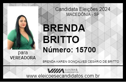 Candidato BRENDA BRITTO 2024 - MACEDÔNIA - Eleições