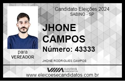 Candidato JHONE CAMPOS  2024 - SABINO - Eleições