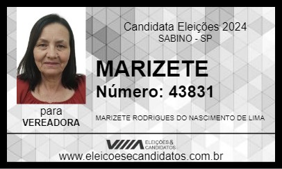 Candidato MARIZETE 2024 - SABINO - Eleições