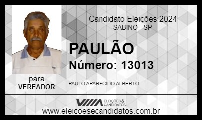 Candidato PAULÃO 2024 - SABINO - Eleições