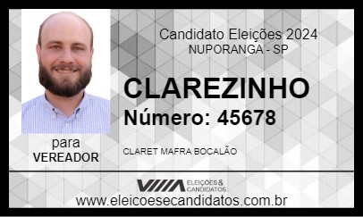 Candidato CLAREZINHO 2024 - NUPORANGA - Eleições