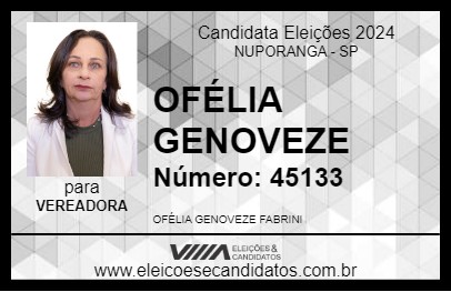 Candidato OFÉLIA GENOVEZE 2024 - NUPORANGA - Eleições