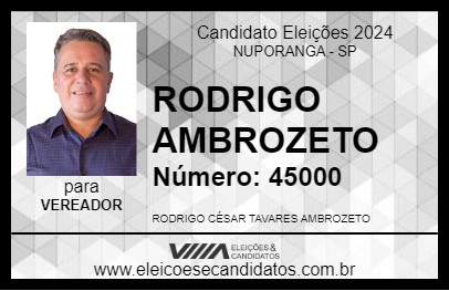 Candidato RODRIGO AMBROZETO 2024 - NUPORANGA - Eleições