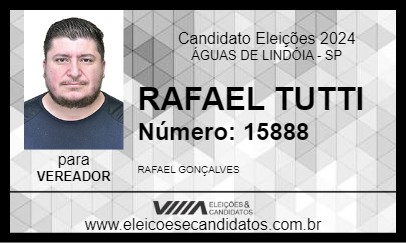 Candidato RAFAEL TUTTI 2024 - ÁGUAS DE LINDÓIA - Eleições