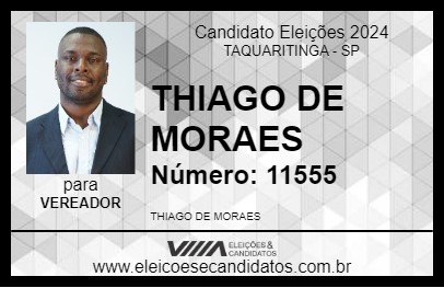 Candidato THIAGO DE MORAES 2024 - TAQUARITINGA - Eleições