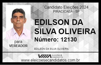 Candidato EDILSON DA SILVA OLIVEIRA 2024 - PIRACICABA - Eleições