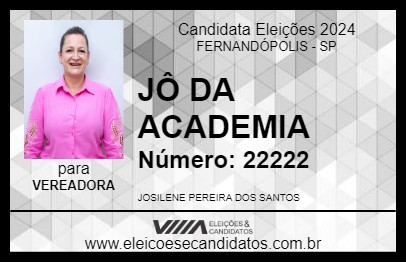 Candidato JÔ DA ACADEMIA 2024 - FERNANDÓPOLIS - Eleições