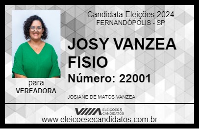 Candidato JOSY VANZEA FISIO 2024 - FERNANDÓPOLIS - Eleições