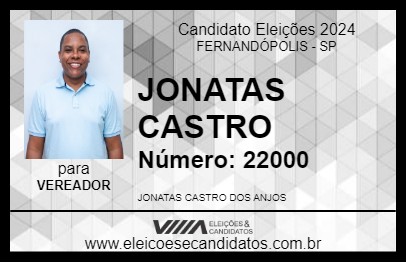 Candidato JONATAS CASTRO 2024 - FERNANDÓPOLIS - Eleições