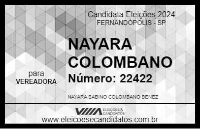 Candidato NAYARA COLOMBANO 2024 - FERNANDÓPOLIS - Eleições