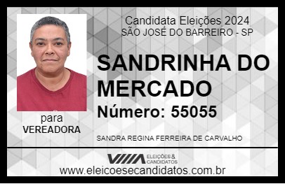 Candidato SANDRINHA DO MERCADO 2024 - SÃO JOSÉ DO BARREIRO - Eleições