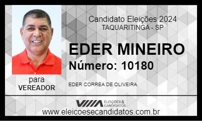 Candidato EDER MINEIRO 2024 - TAQUARITINGA - Eleições