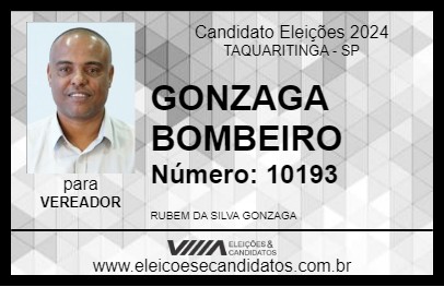 Candidato GONZAGA BOMBEIRO 2024 - TAQUARITINGA - Eleições