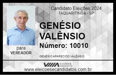 Candidato GENÉSIO VALÊNSIO 2024 - TAQUARITINGA - Eleições