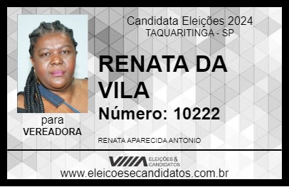 Candidato RENATA DA VILA 2024 - TAQUARITINGA - Eleições