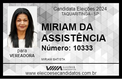 Candidato MIRIAN BATISTA 2024 - TAQUARITINGA - Eleições