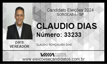 Candidato CLAUDIO DIAS 2024 - SOROCABA - Eleições