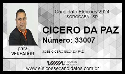 Candidato CICERO DA PAZ 2024 - SOROCABA - Eleições