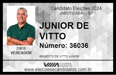 Candidato JUNIOR DE VITTO 2024 - JABOTICABAL - Eleições