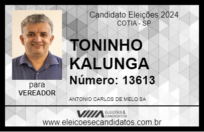 Candidato TONINHO KALUNGA 2024 - COTIA - Eleições