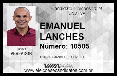 Candidato EMANUEL LANCHES 2024 - LINS - Eleições