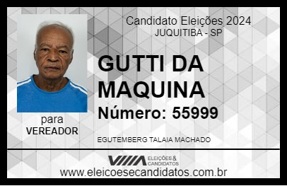 Candidato GUTTI DA MAQUINA 2024 - JUQUITIBA - Eleições