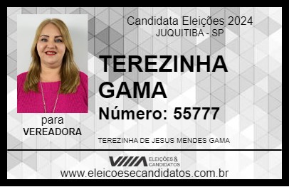 Candidato TEREZINHA GAMA  2024 - JUQUITIBA - Eleições