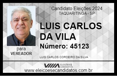 Candidato LUIS CARLOS DA VILA 2024 - TAQUARITINGA - Eleições