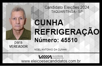 Candidato CUNHA REFRIGERAÇÃO 2024 - TAQUARITINGA - Eleições