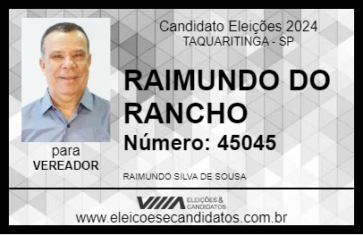 Candidato RAIMUNDO DO RANCHO 2024 - TAQUARITINGA - Eleições